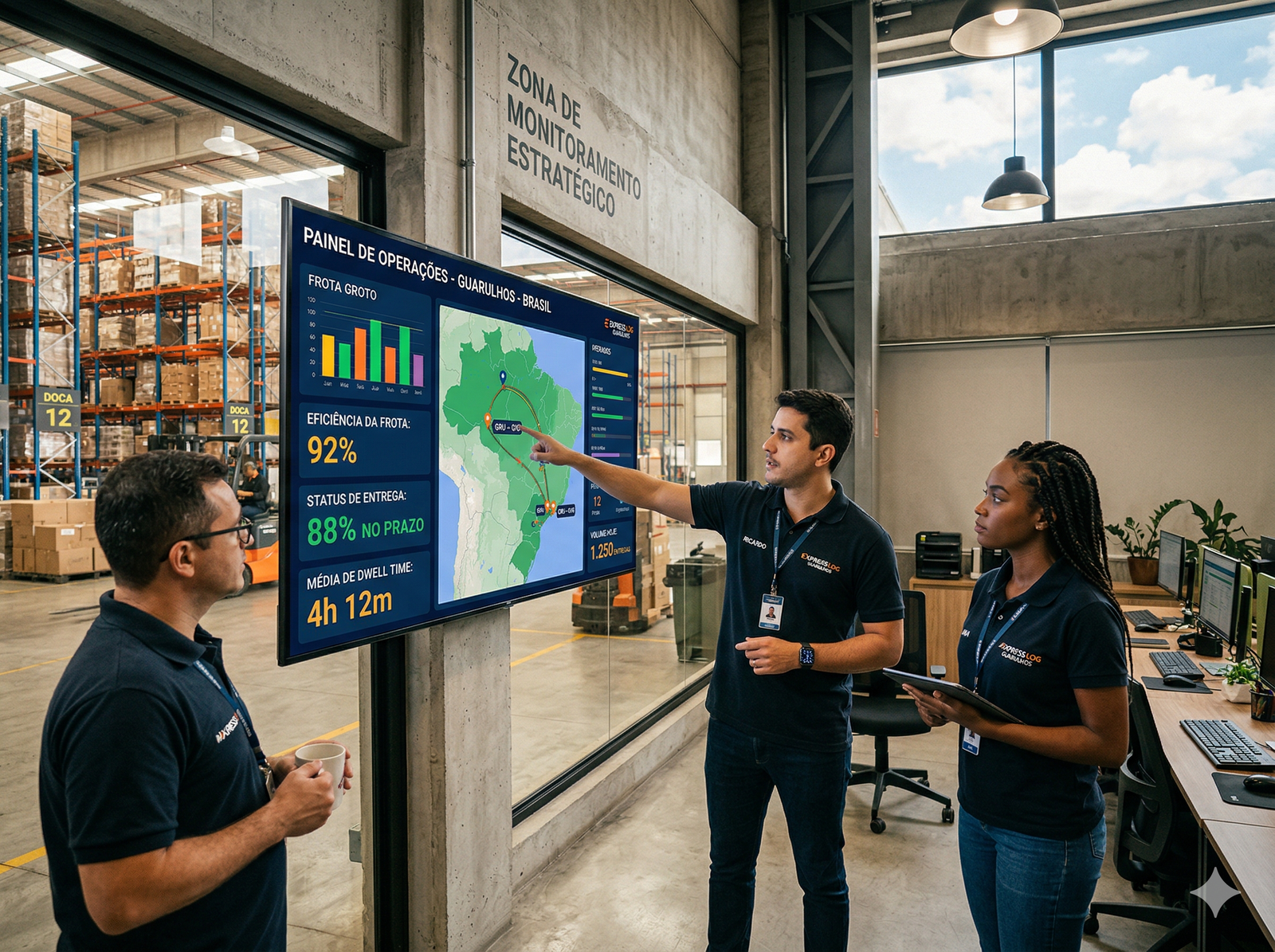 Painel em tempo real no monitor da empresa