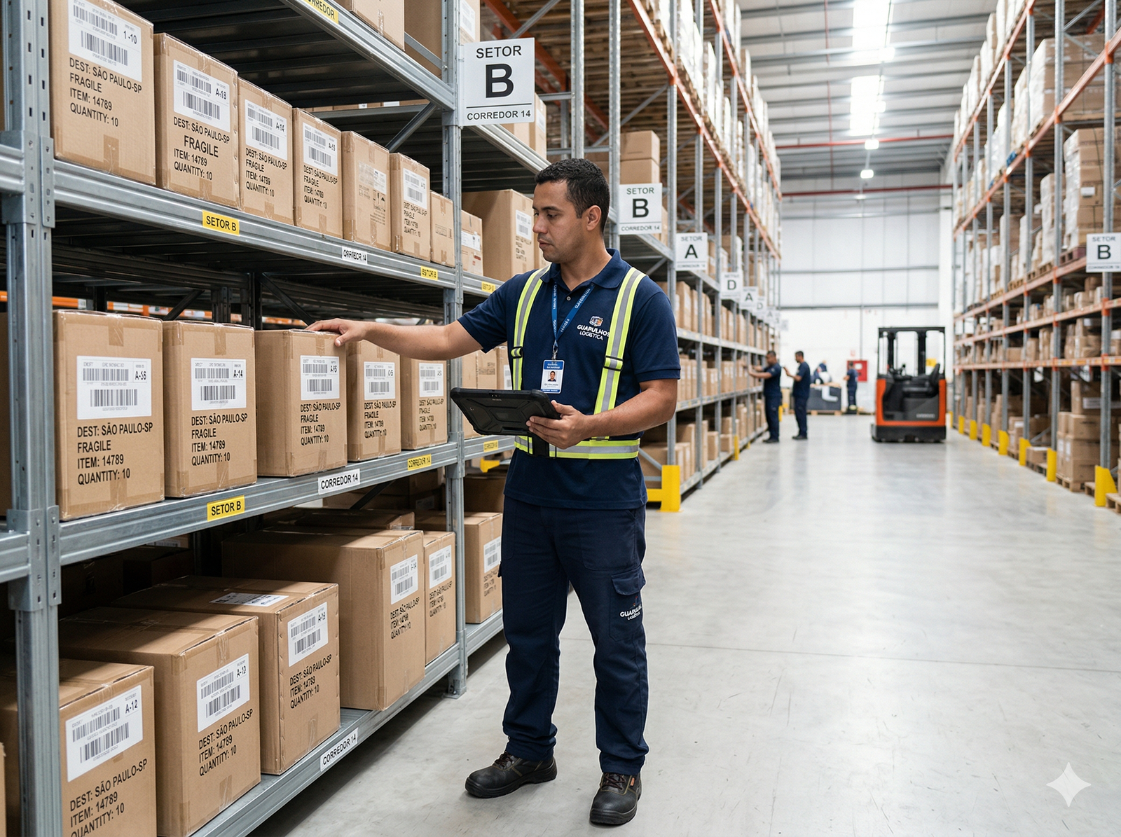Separação organizada de pedidos no galpão